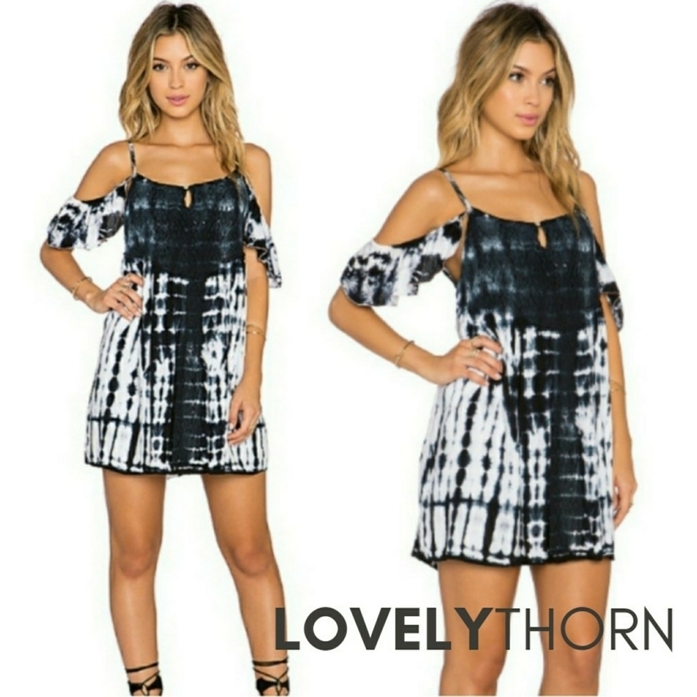 TIARE HAWAII // cold shoulder tie dye mini dress
